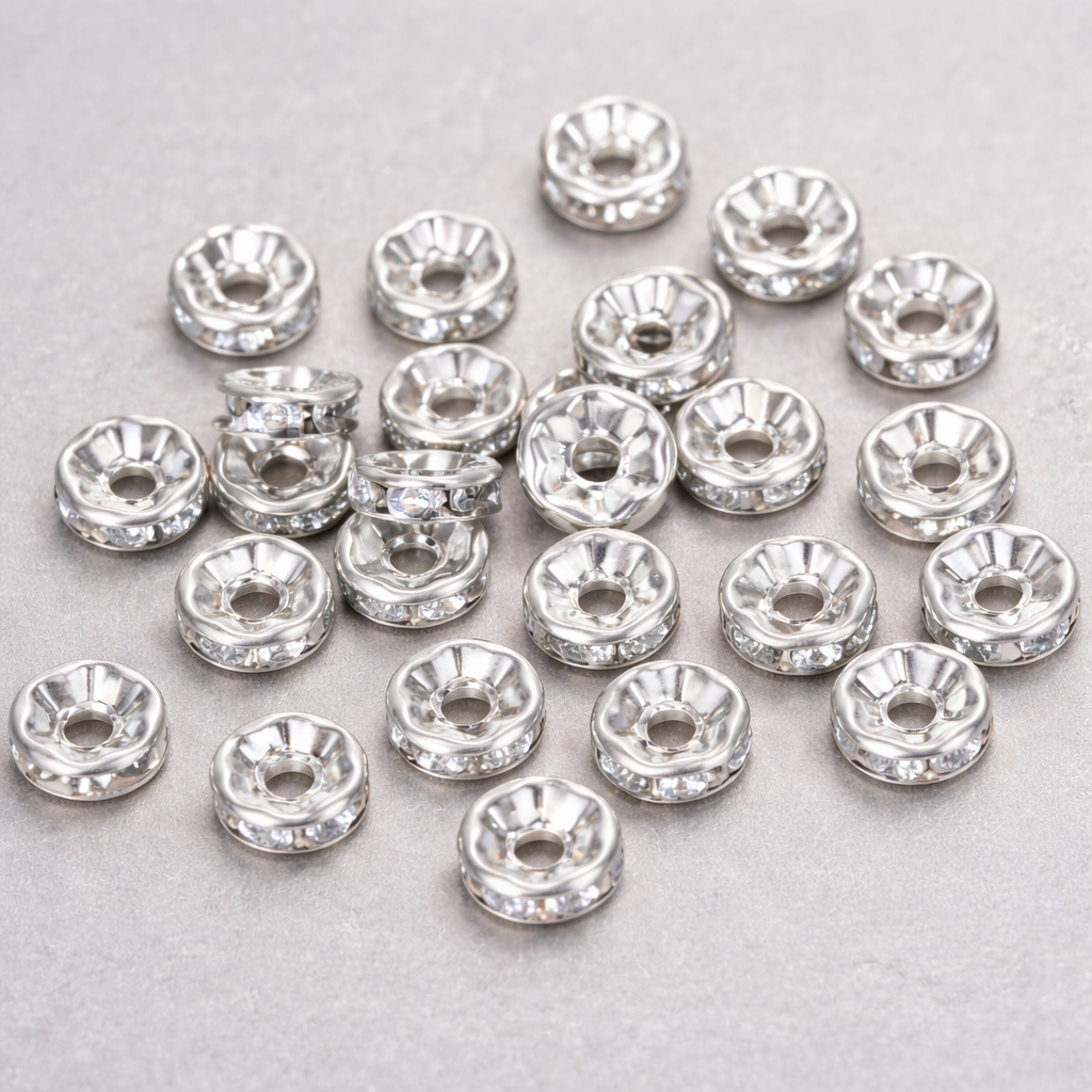 Rhinestone Spacer Beads – Gold & Silver | 20g Pack