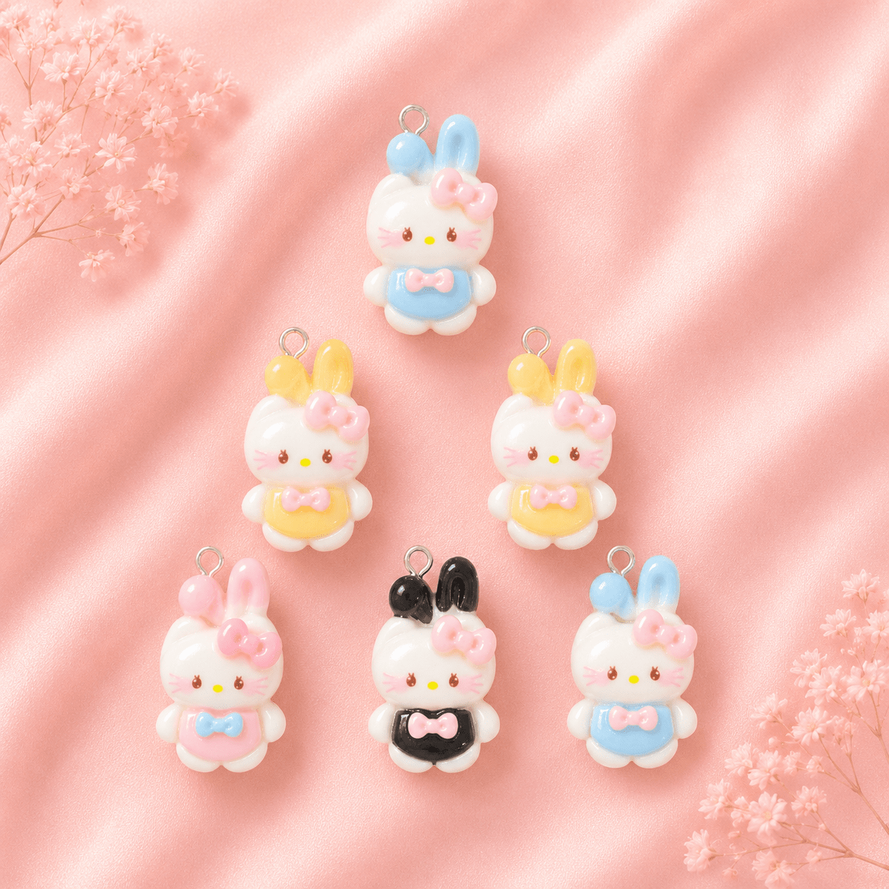 Acrylic Flower Charms (6 Pcs)