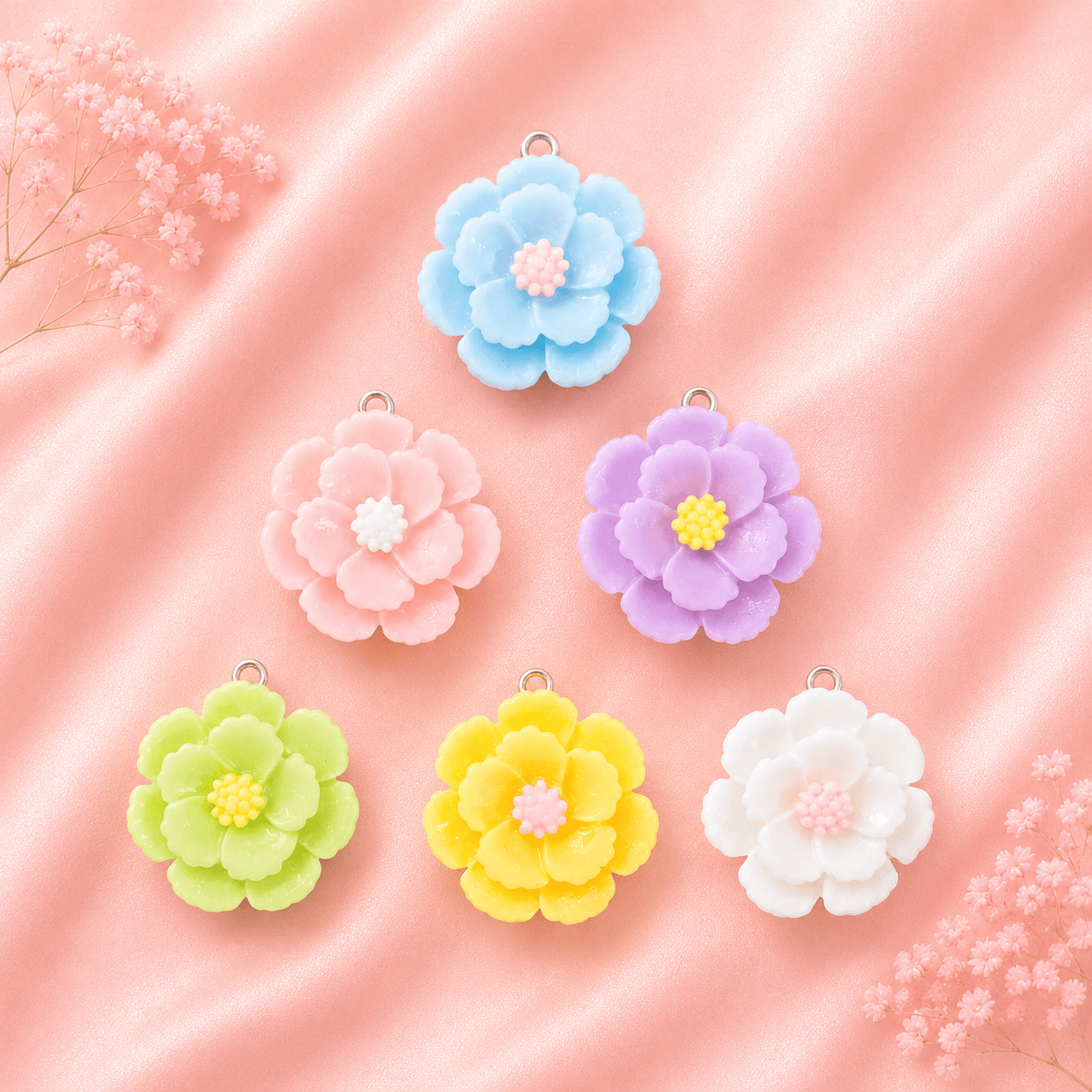 Acrylic Flower Charms (6 Pcs)