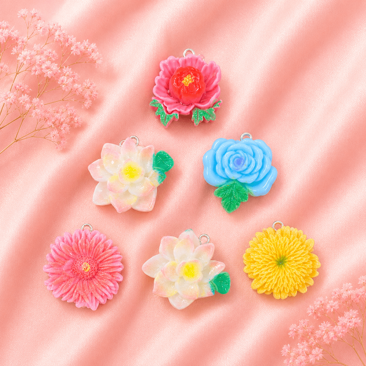 Acrylic Flower Charms (6 Pcs)