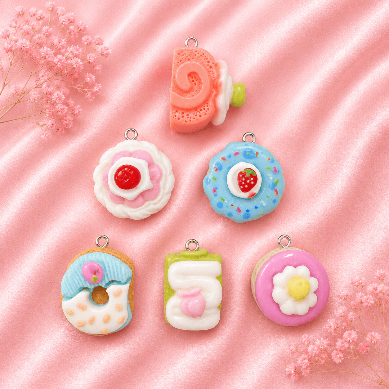 Acrylic Flower Charms (6 Pcs)