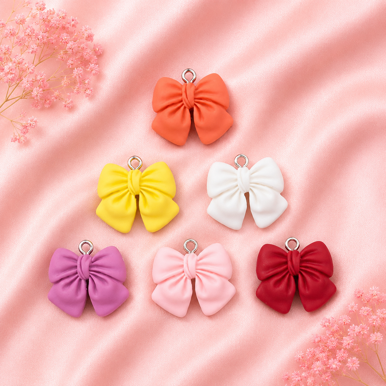 Cute Bow Acrylic Charms (6 pcs )