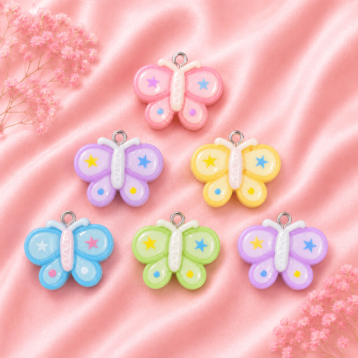 Acrylic Flower Charms (6 Pcs)