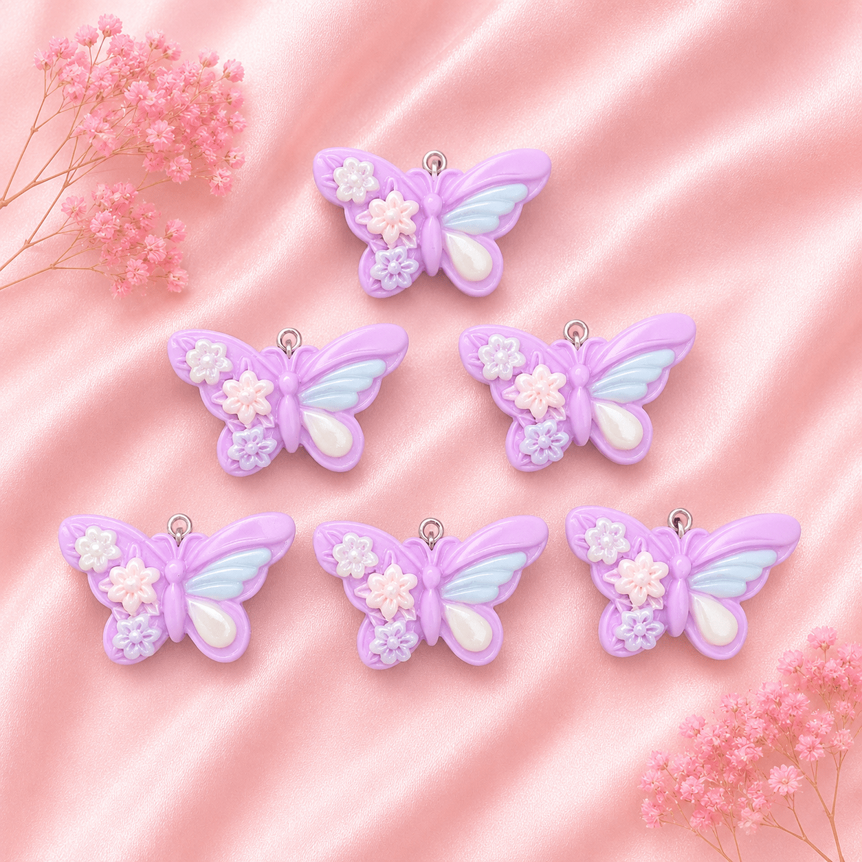 Acrylic Flower Charms (6 Pcs)