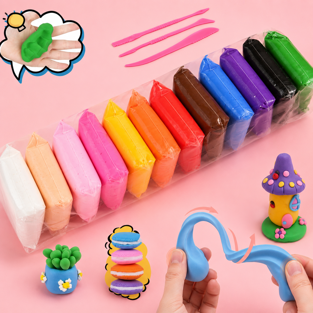 12 Colors China Clay Set for DIY Crafts & Modeling