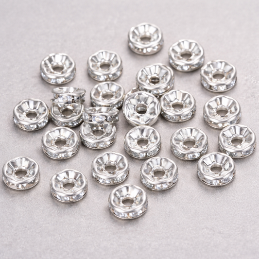 Rhinestone Spacer Beads – Gold & Silver | 20g Pack