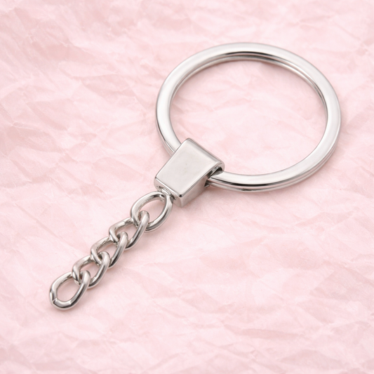 Metal Keychain Ring with Chain –  Silver | 10 to 100 PCS Pack