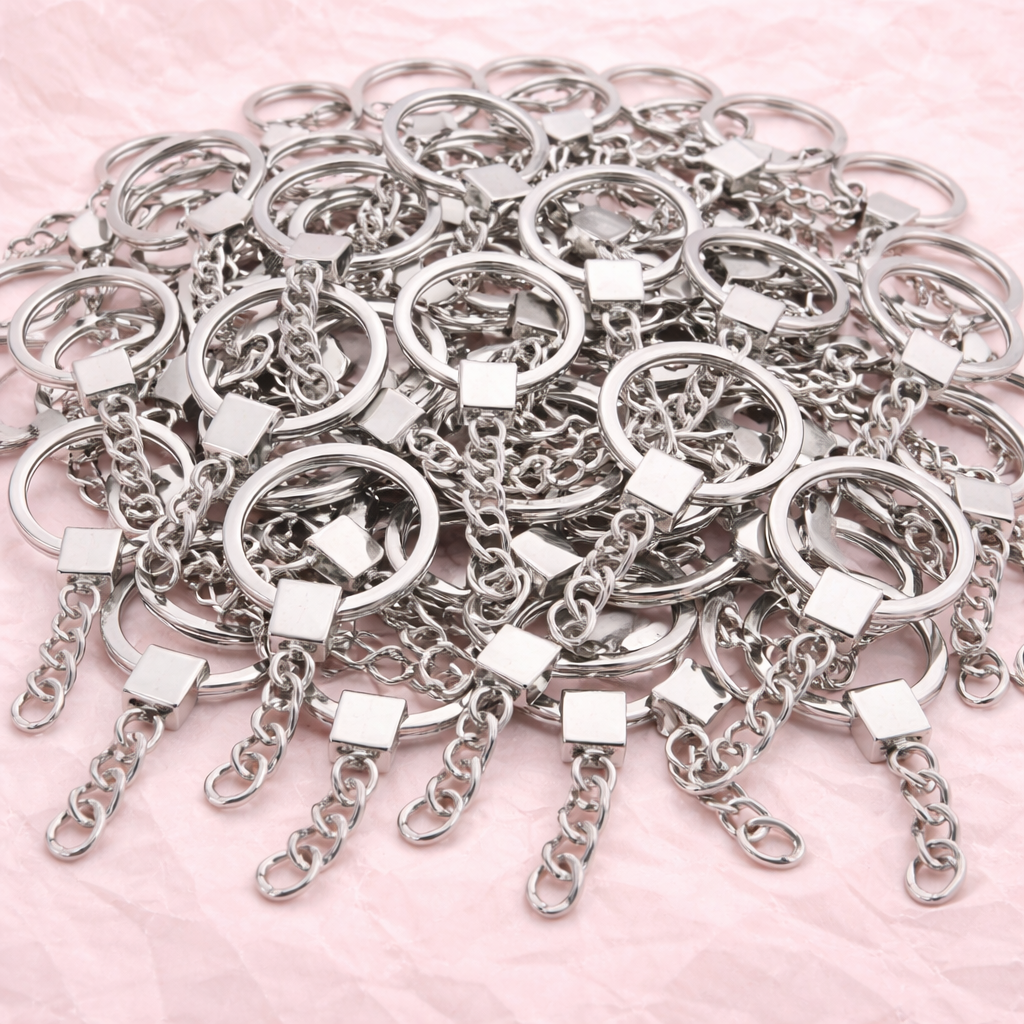 Metal Keychain Ring with Chain –  Silver | 10 to 100 PCS Pack