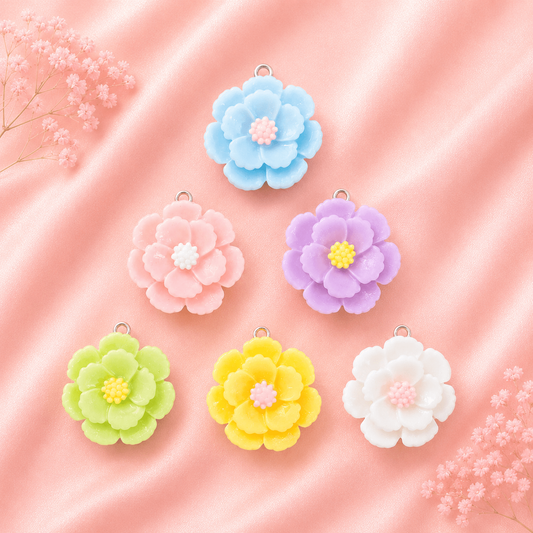 Acrylic Flower Charms (6 Pcs)