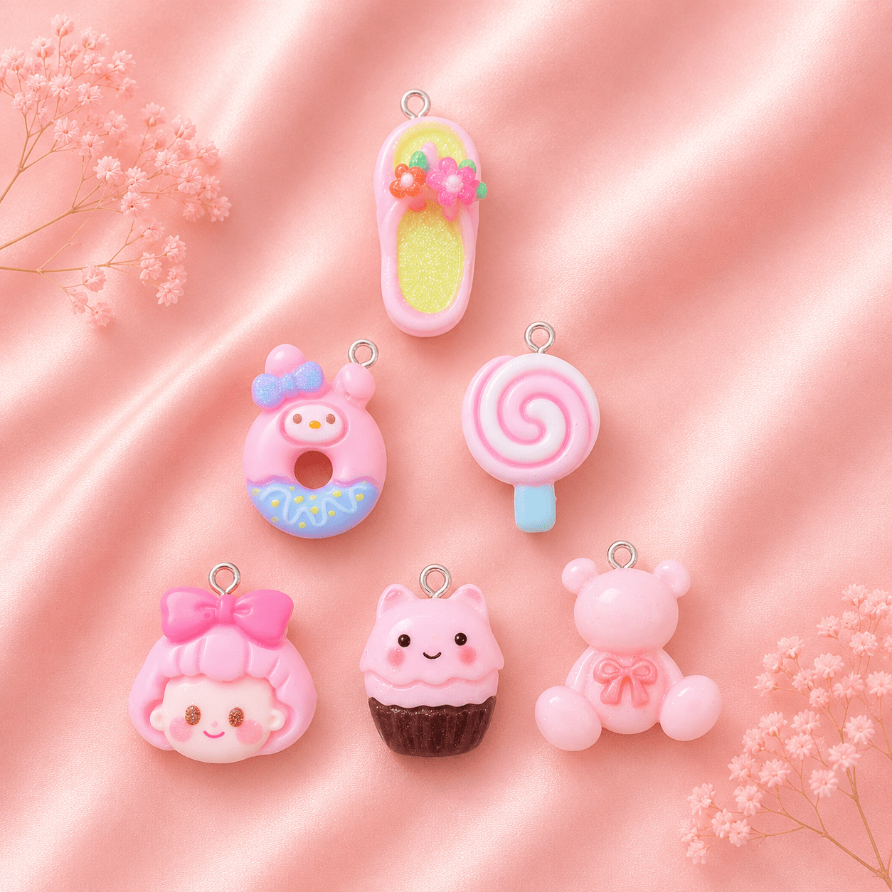 Acrylic Flower Charms (6 Pcs)