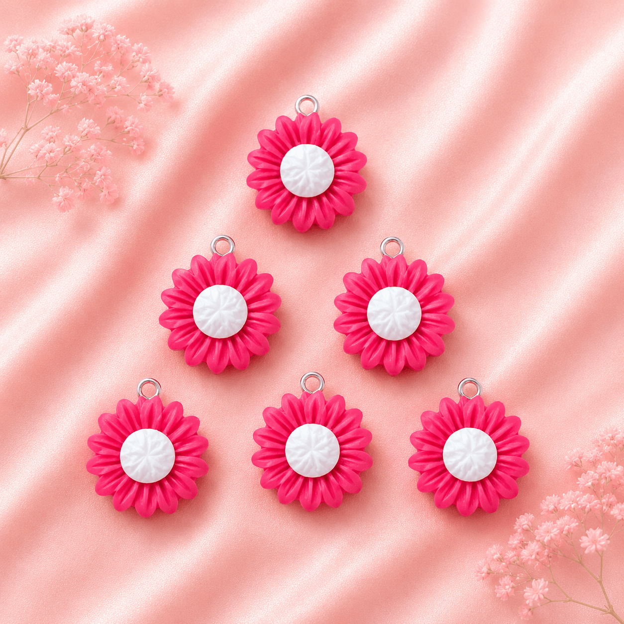 Acrylic Flower Charms (6 Pcs)
