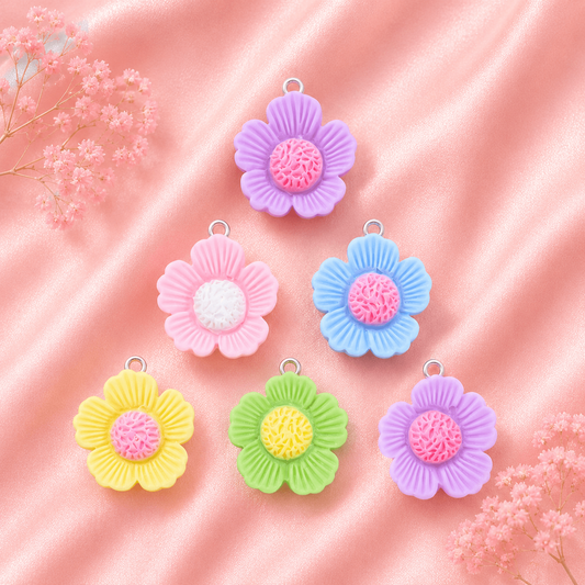 Acrylic Flower Charms (6 Pcs)