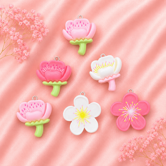 Acrylic Flower Charms (6 Pcs)