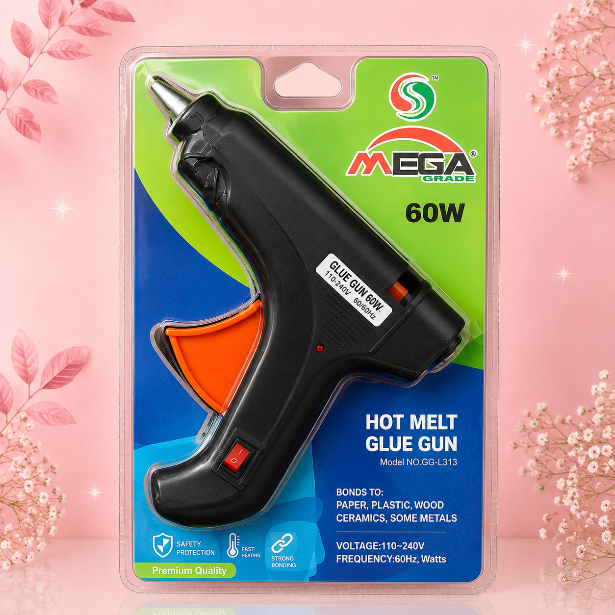 60W Hot Melt Glue Gun for DIY Crafts, Jewelry Making & Repair