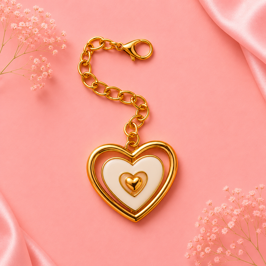 Gold Heart Bag Charm with Lobster Clasp – Luxury Handbag Hanging Pendant