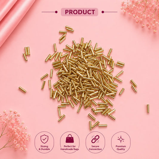 Gold Metal Tube Spacer Beads (3×7mm)