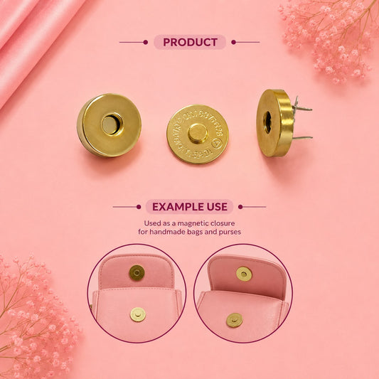 Gold Magnetic Button for Bags (1 Pair)