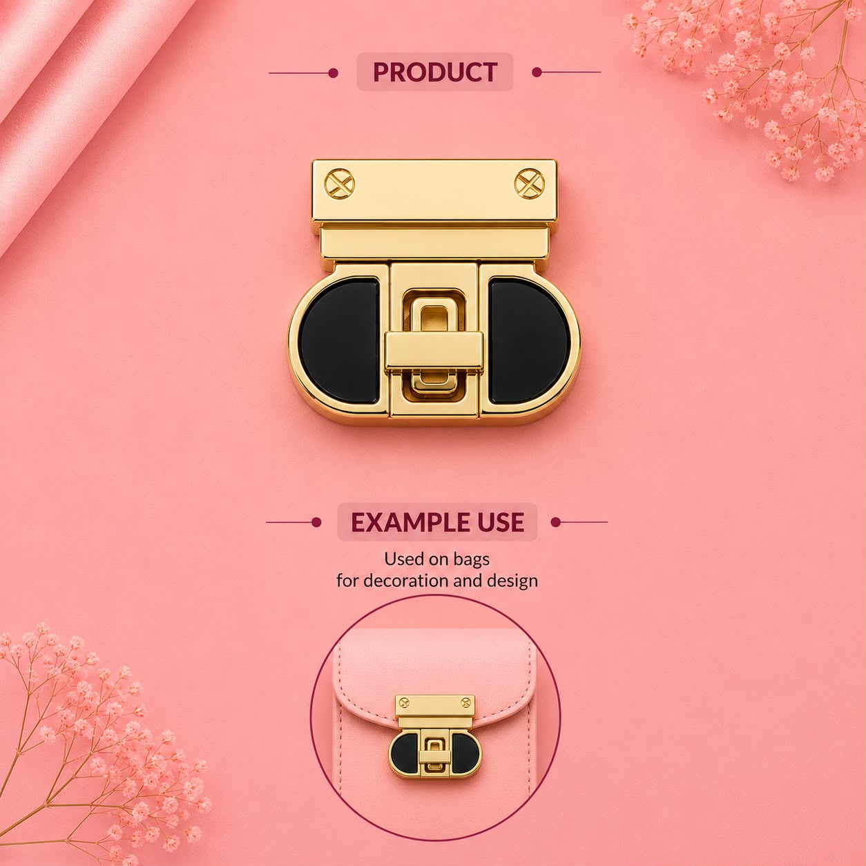 Luxury Gold Twist Lock for Handbags