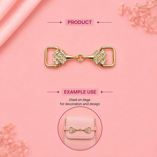 Gold Rhinestone Bow Bag Connector