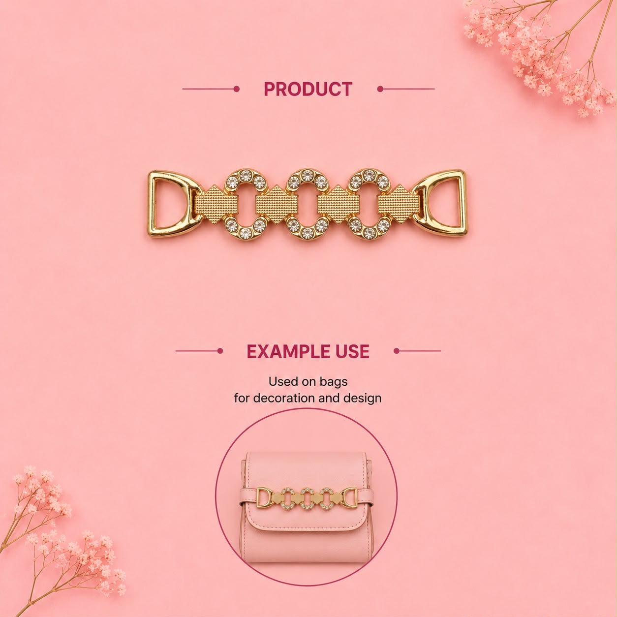 Gold Rhinestone Decorative Bag Connector